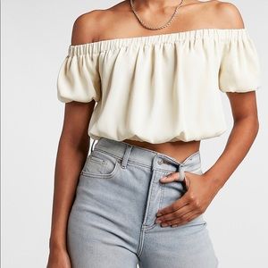 Express Cropped Off Shoulder Bubble Top